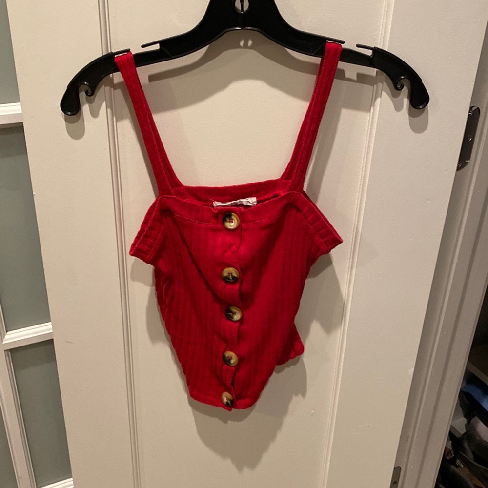 Red cute button down top